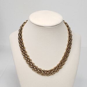 Chic Gold-Tone Layered Necklace Stainless Steel